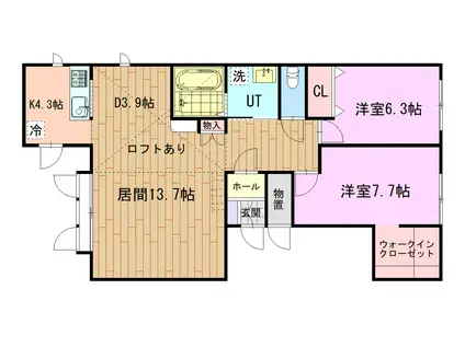 ノースアコードI(2LDK/2階)の間取り写真