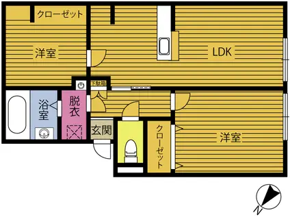 サンフラット三佐(2LDK/1階)の間取り写真