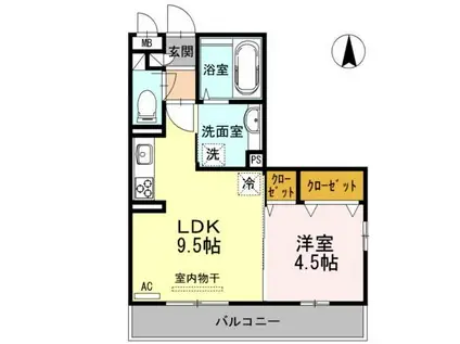 パステルリーフ(1LDK/3階)の間取り写真