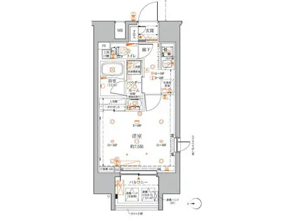 クレイシアIDZ蒲田(1K/2階)の間取り写真