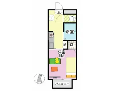 ブルーリバー(1K/1階)の間取り写真