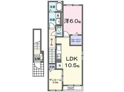 メゾン グレーヌ王子町II(1LDK/2階)の間取り写真