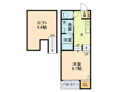FOREST神園(1SK/2階)の間取り写真