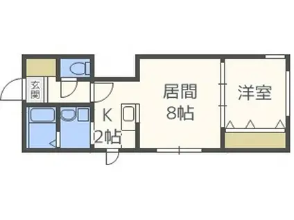 VILLA大通・煌(1LDK/2階)の間取り写真