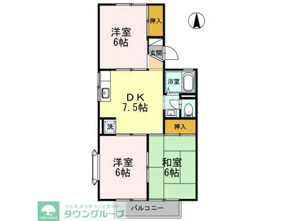 サンクレストB(3DK/2階)の間取り写真