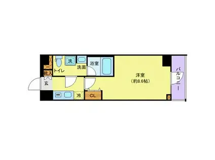 ステージグランデ竹ノ塚(1K/2階)の間取り写真