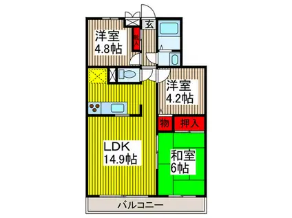 コスモ浦和中島(3LDK/2階)の間取り写真