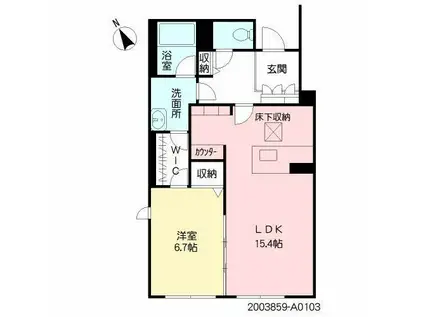 シャーメゾン水前寺イーストコート A(1LDK/1階)の間取り写真
