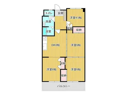 南国マンションニュー貴船(4DK/6階)の間取り写真