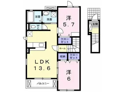 フレグランス リッチ III(2LDK/2階)の間取り写真