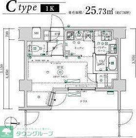 MAXIV武蔵新城TRE(1K/1階)の間取り写真