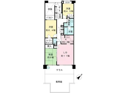 パークハイム千歳烏山(3LDK/1階)の間取り写真