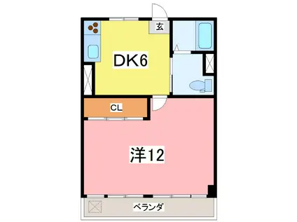 メゾンいいだ(1DK/3階)の間取り写真