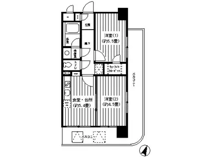 ヴィラコート横浜(2DK/5階)の間取り写真