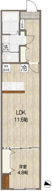 ザ・プレイス中馬込(1LDK/2階)の間取り写真