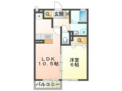 カモミール(1LDK/2階)の間取り写真