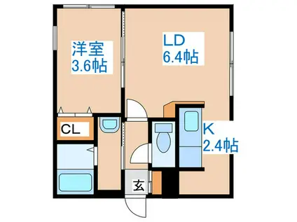 グランパーク札幌北(1LDK/5階)の間取り写真
