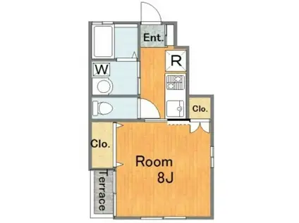 エクラン(1K/1階)の間取り写真