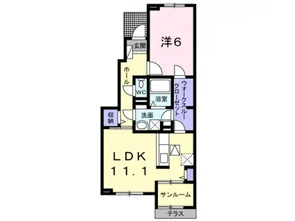 モンブリッチ NS・N(1LDK/1階)の間取り写真