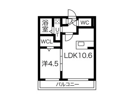 クラウド東札幌(1LDK/2階)の間取り写真