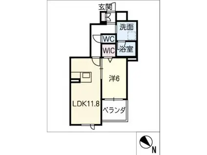 プランドール ミラまち(1LDK/3階)の間取り写真