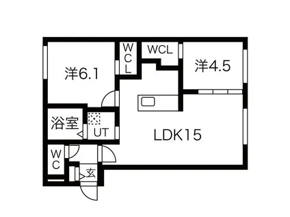 CHERISIS北円山(2LDK/3階)の間取り写真