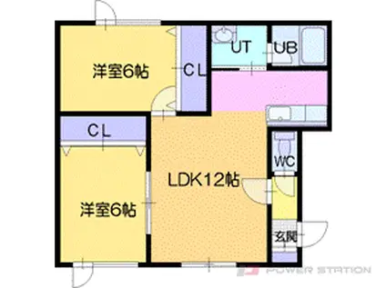 コーポライジングサン2A(2LDK/2階)の間取り写真