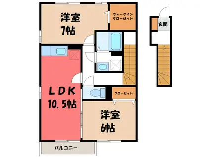 グランメール朝日B(2LDK/2階)の間取り写真