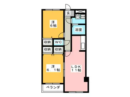 ピソアネシスII号館(2LDK/2階)の間取り写真