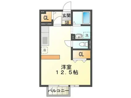 シャルムすずか(ワンルーム/2階)の間取り写真