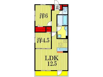 ル・シエル(2LDK/2階)の間取り写真