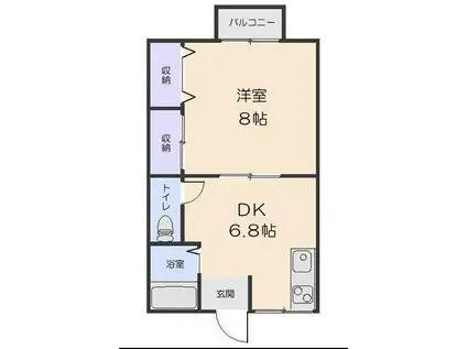 コーワレジデンス(1DK/2階)の間取り写真