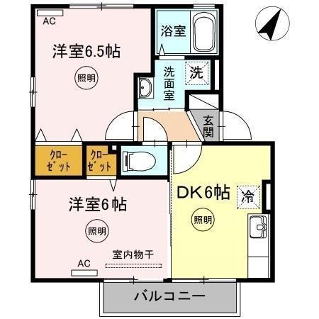 クレシェンドM(2DK/2階)の間取り写真