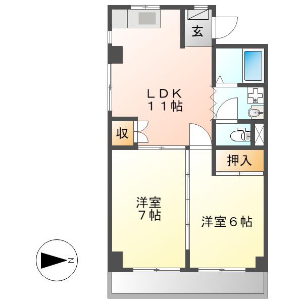 シャンテちくさ(2LDK/4階)の間取り写真