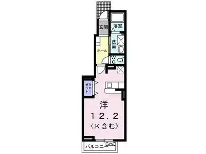 ステージII(ワンルーム/1階)の間取り写真