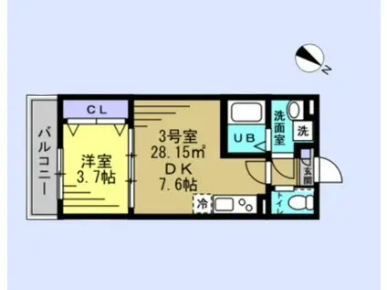 PLAISANT VILLA上福岡(1DK/3階)の間取り写真