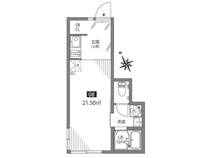 サクラシンマチU(ワンルーム/1階)の間取り写真