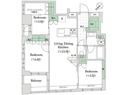 コノエ東日本橋駅前(2LDK/3階)の間取り写真