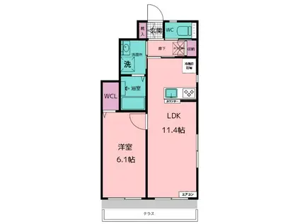 CIEL(1LDK/1階)の間取り写真