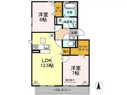 タウンコート(2LDK/1階)の間取り写真