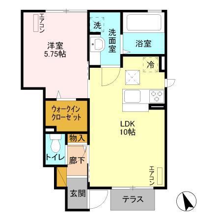 カレントII(1LDK/1階)の間取り写真