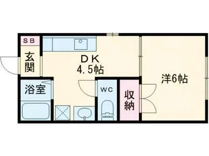 ハイネスS(1DK/2階)の間取り写真