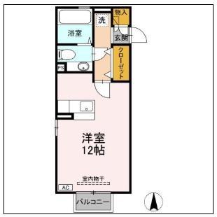 プレーヌハイム(ワンルーム/2階)の間取り写真