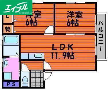グリーンピア福浜(2LDK/1階)の間取り写真