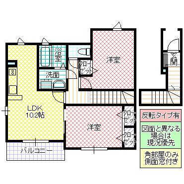 ドゥメゾンC(2LDK/2階)の間取り写真