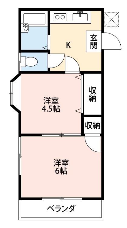 本厚木SOLAMACHI IIDA5(2K/2階)の間取り写真