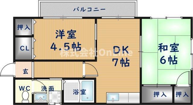 グリーンハイツ志紀II(2DK/2階)の間取り写真