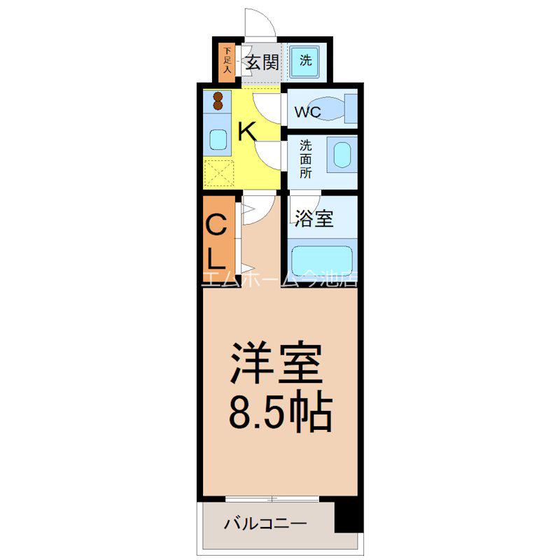 ルクレ新栄レジデンス(1K/5階)の間取り写真