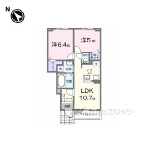 アゼリアⅡ(2LDK/1階)の間取り写真