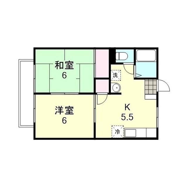 サンライフ倉敷B棟(2K/1階)の間取り写真